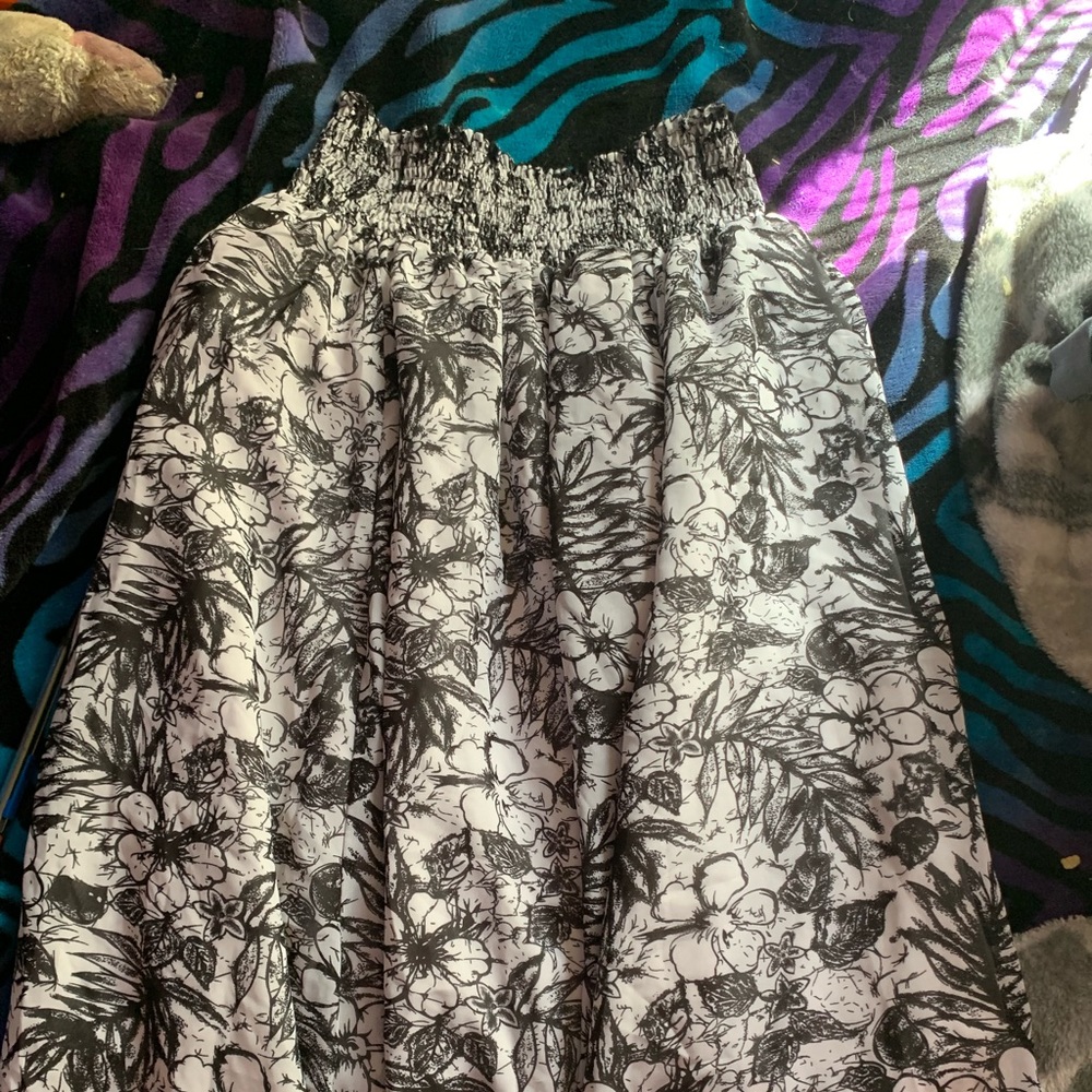 floral black and white GEORGE bathing suit cover